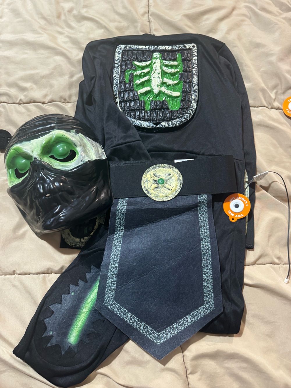 Kids Black & Green light up Phantom Halloween Costume size  S (4-7 yrs)
